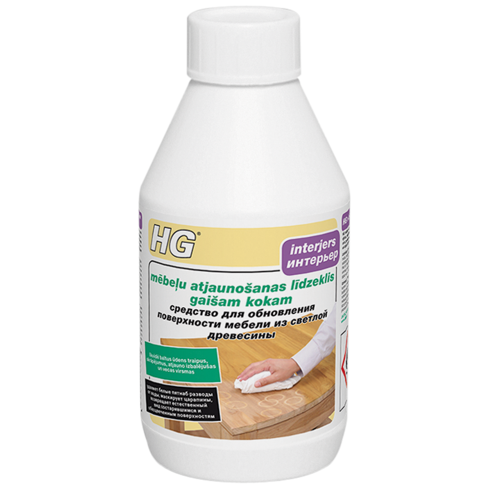 HG mēbeļu atjaunošanas līdzeklis gaišam kokam