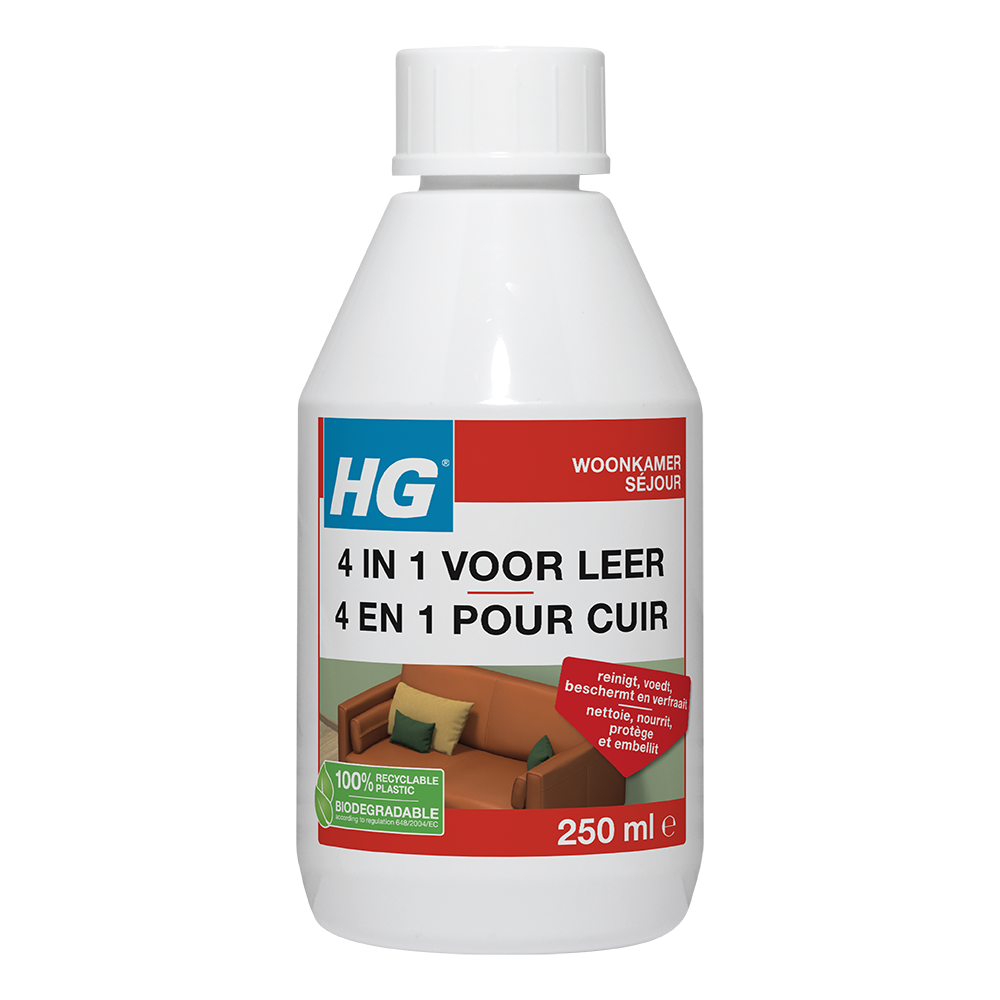 HG 4 in 1 voor leer | reinigt, voedt, beschermt en HG 4 in 1 voor leer | reinigt, voedt, beschermt en