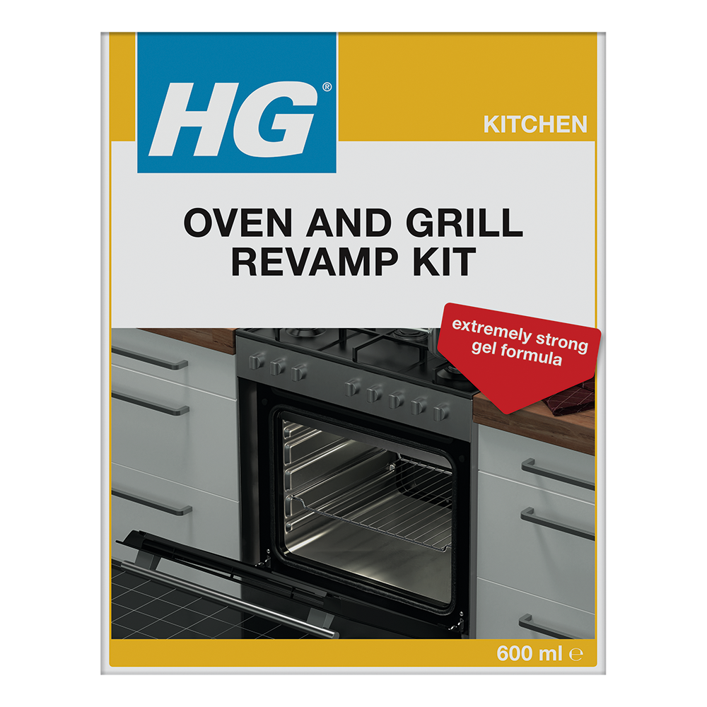 HG oven & grill revamp kit heavy duty oven cleaner removes burn residue